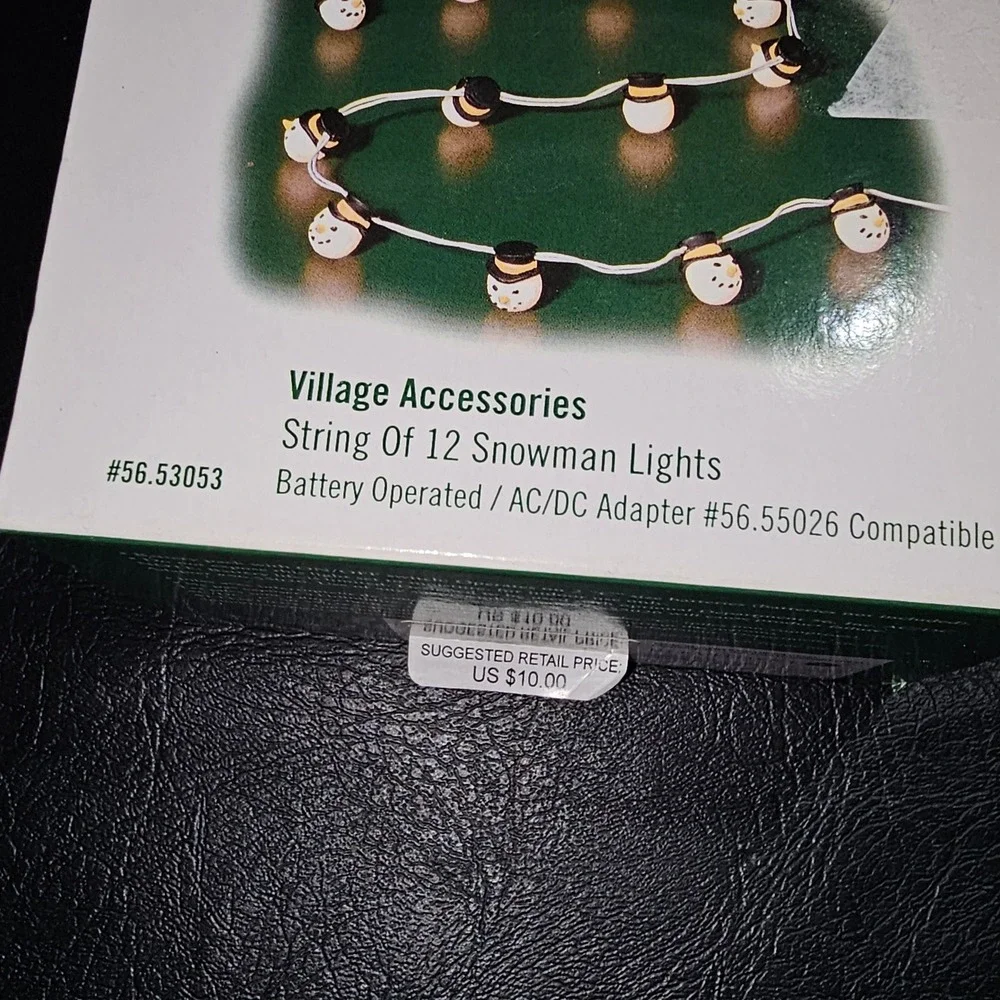 NIB Department 56 Lot of 2 Village Accessories String Of 12 Snowman‎ Lights